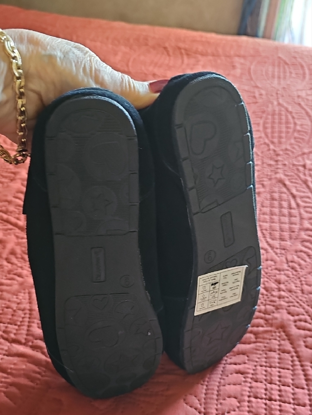 BearPaw Black Faux-Fur Pom Moccasin Slippers - Picture 8 of 8